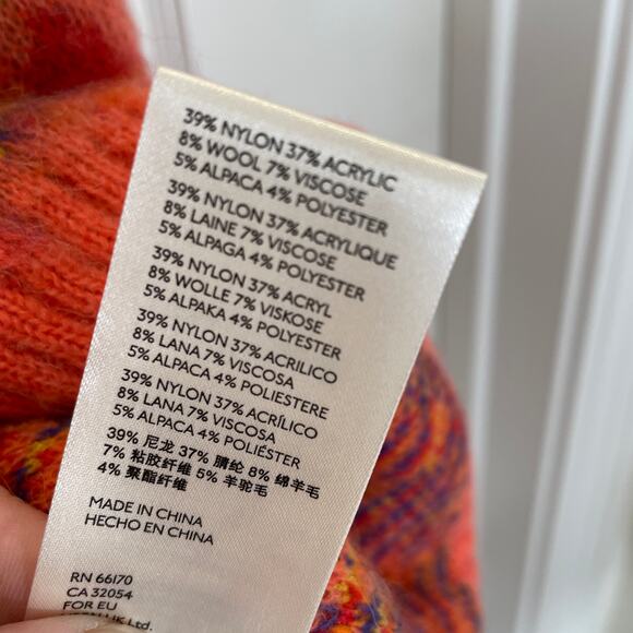 Maeve Anthropologie Holly Sweater Skirt Pencil Alpaca Wool Orange Red Fuzzy XS - Picture 4 of 5